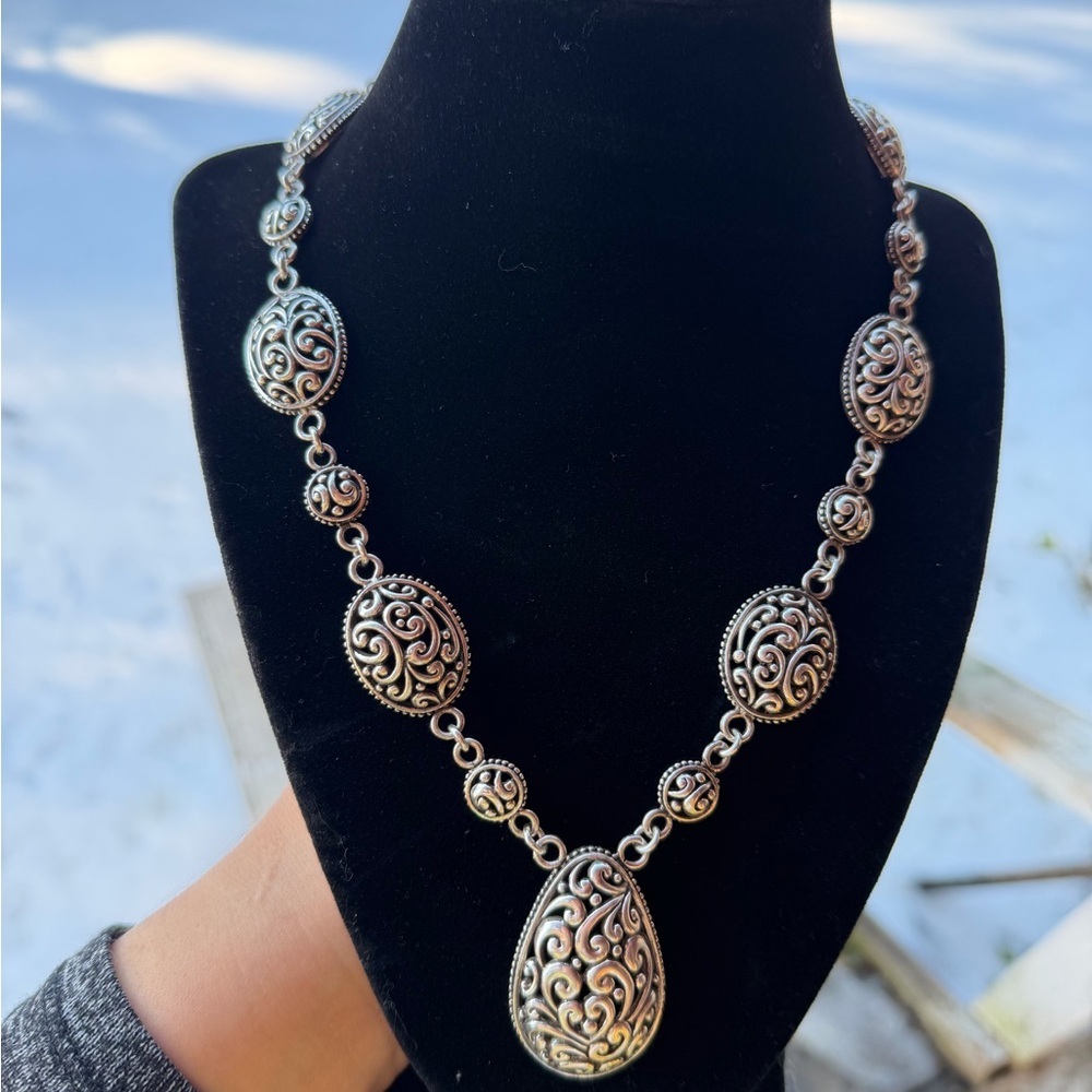 925 Sterling Silver- Vintage Antique Oxidized Necklace